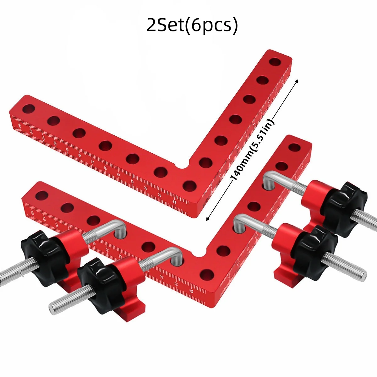 2Set(6Pcs) 140mm 90 Degree Positioning Squares Right Angle Clamp Aluminum Alloy L-Type Corner Clamping Ruler Woodworking Locator