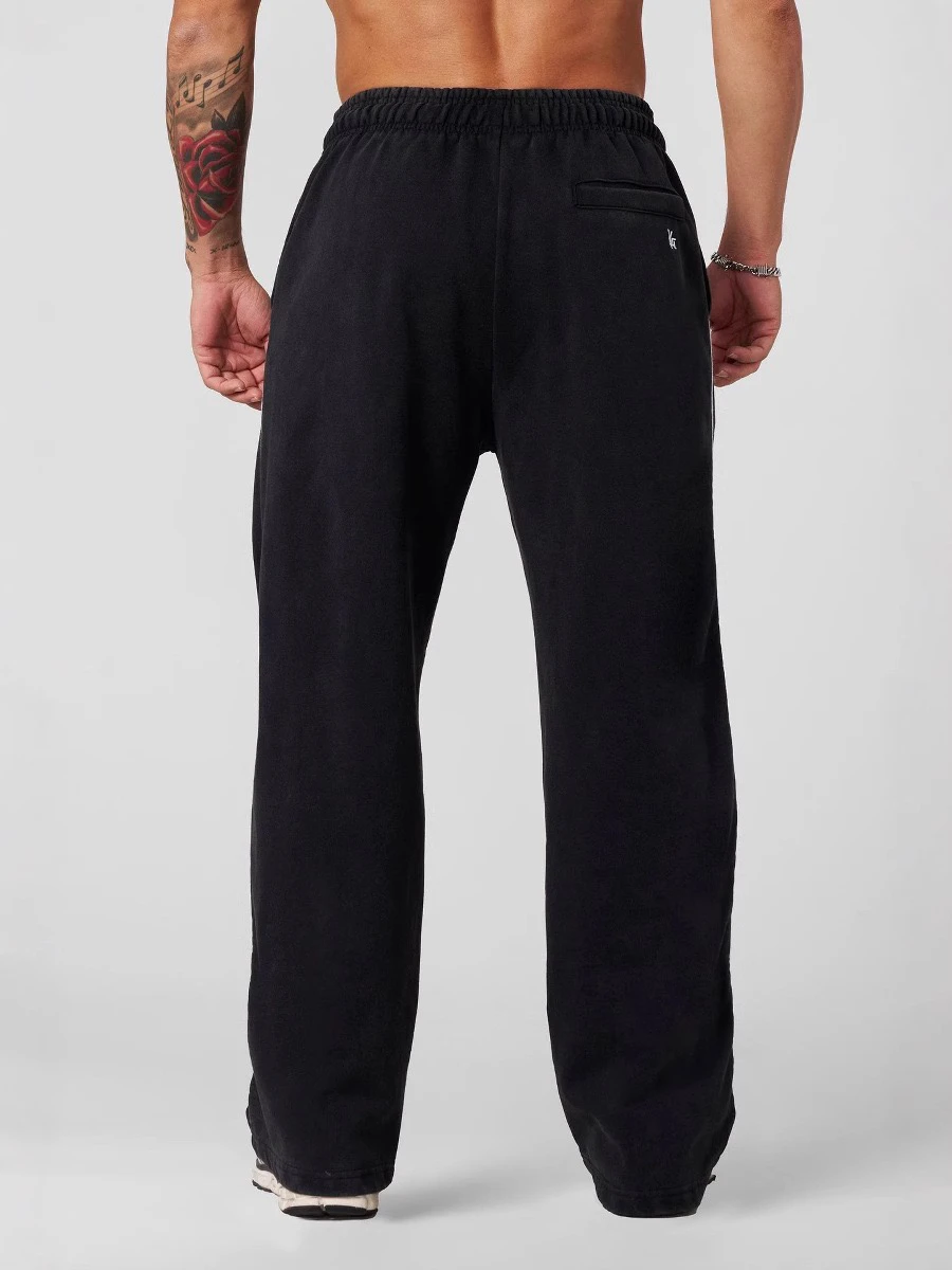 

New Men's Cotton Exercise Training Pants Running Muscle Fitn Training Long Trousers Wide Leg Embroidered Sports Pants