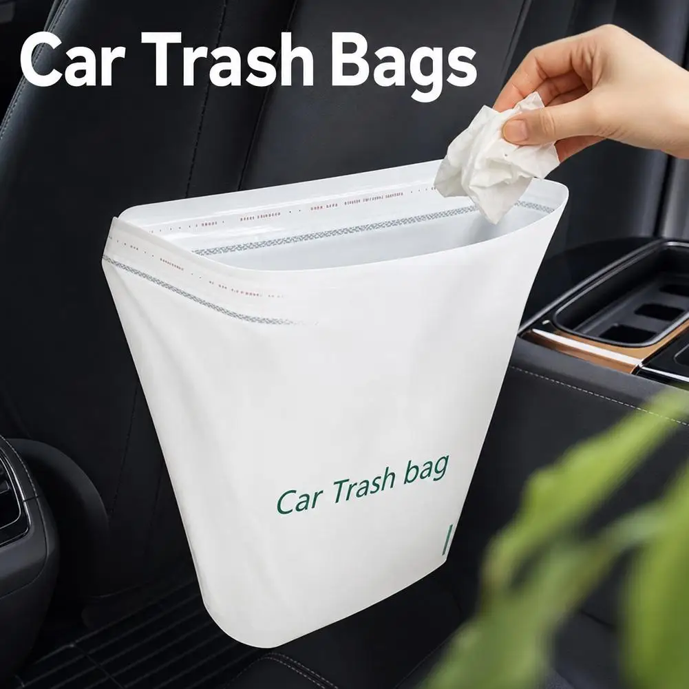 20PCS Car Disposable Trash Bags Self-Adhesive Garbage Bag Portable Traceless Pasting Rubbish Storage Bag Car Garbage Bag