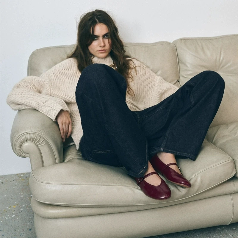 جديد إمرأة الباليه Flat oes النبيذ الأحمر براءات الاختراع والجلود تأثير مريح عادية تنوعا الشقق جولة تو المطاط تسولي #2