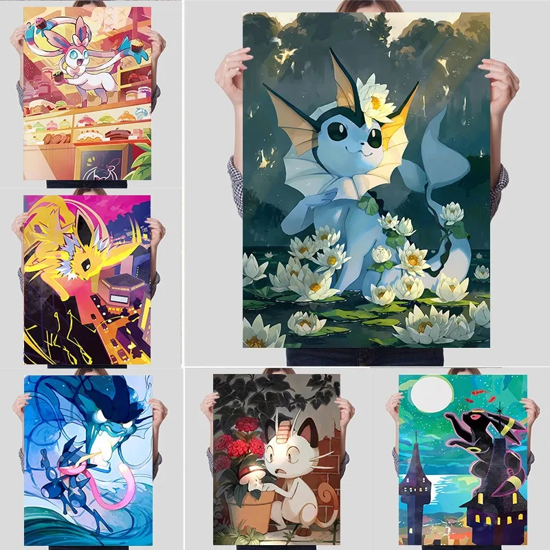 Children's Art Hanging Painting, Pokémon Pikachu, Anime Poster, Cartoon Canvas Painting, Children's Bedroom Decoration Painting