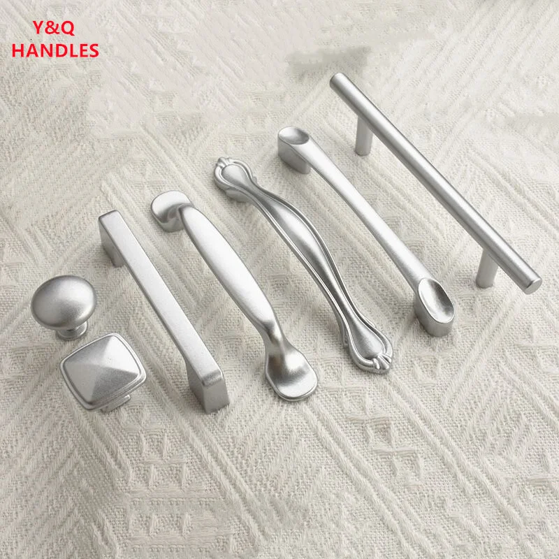Handles Drawer Cabinet Furniture Kitchen Handles for Cabinet Knob Door Drawer Furniture Kitchen Knob Silvery Aluminum Solid