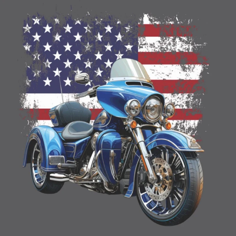 USA Flag Motorcycle Trike American Rider MotorTrike T-Shirt 100% Cotton O-Neck Short Sleeve Summer Casual Mens Tee Streetwear