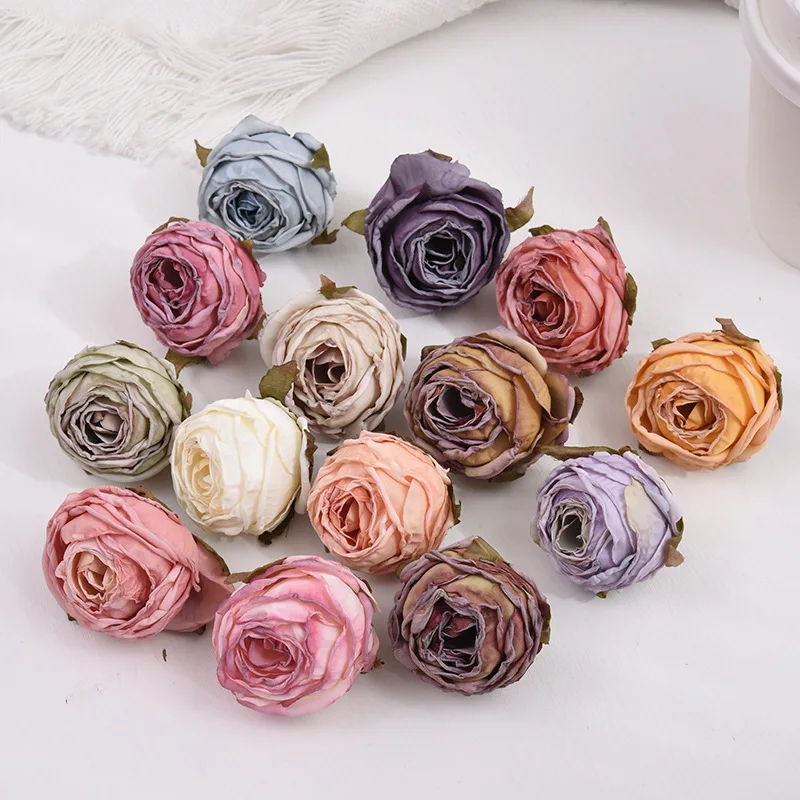 

5PCs Rose Artificial Flowers Head Silk Fake Flowers Wedding Marriage Decoration DIY Wreath Gift Box Scrapbook Craft Accessories