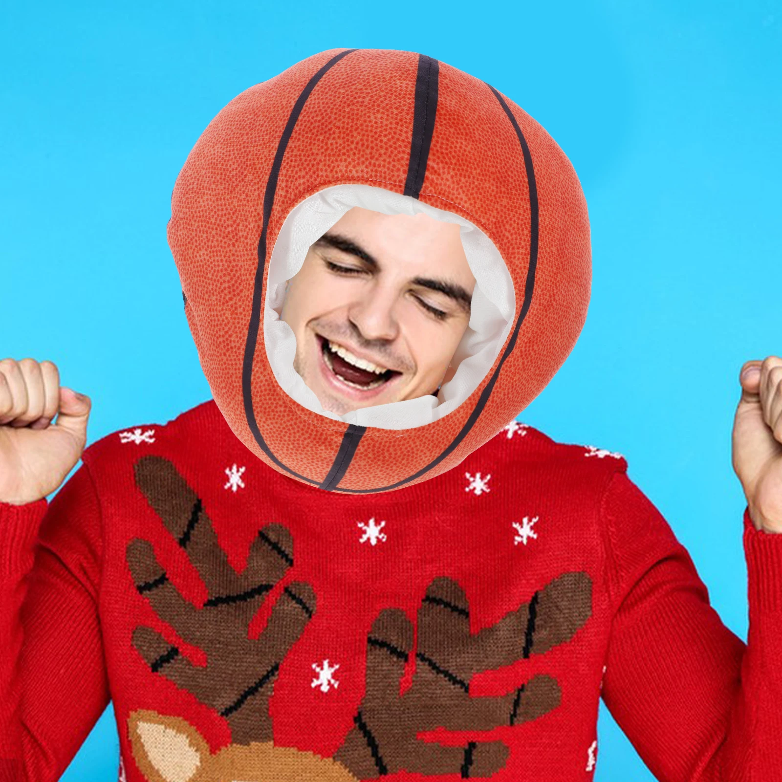 

Basketball Head Cover Hat for Performance Cap Photo Prop Cosplay Crazy Hats Party Costume Headdress Has