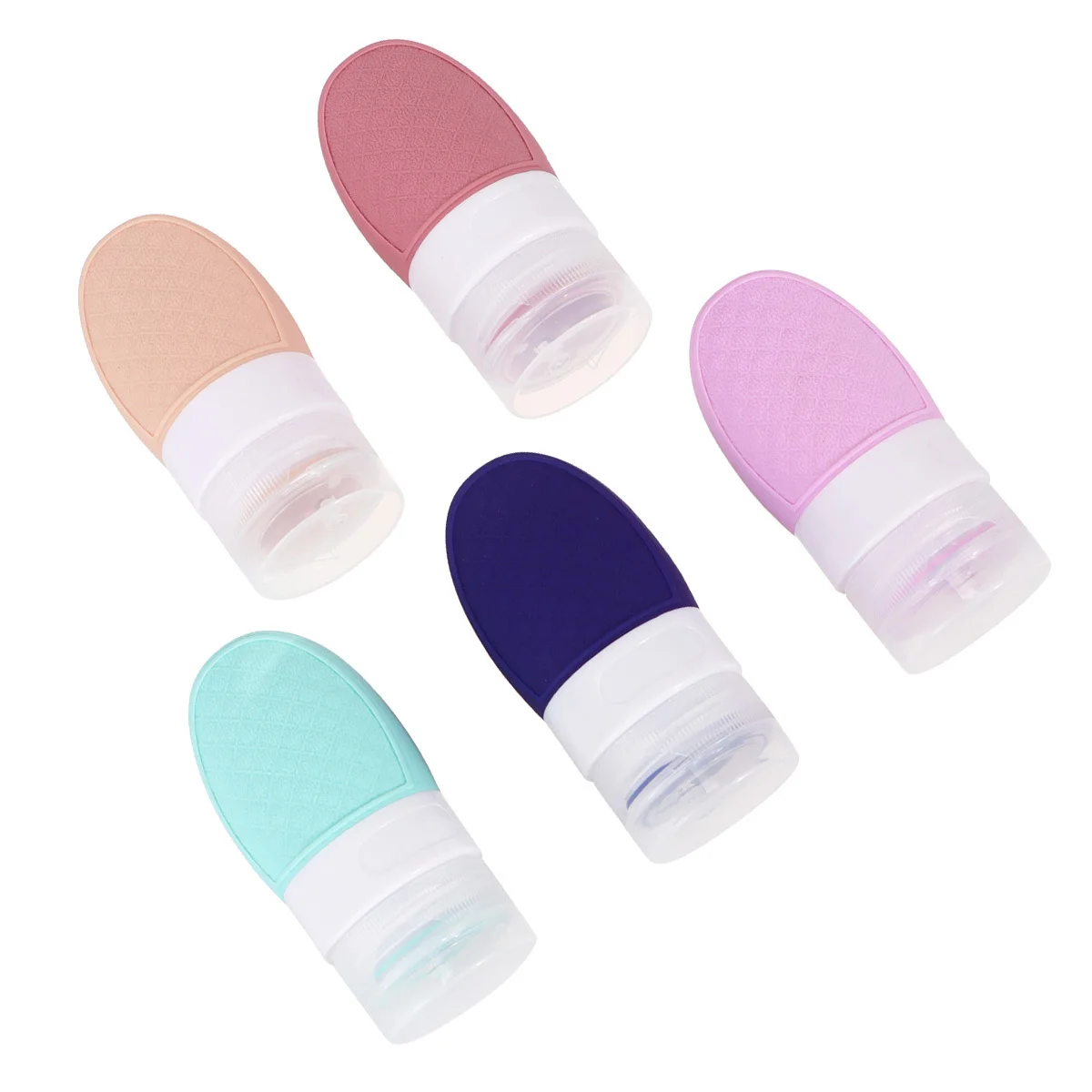 5-teiliges 37-ml-Silikon-Make-up-Flaschen-Set, feines Handwerk, auslaufsichere Aufbewahrung für Reisen, tragbare, nachfüllbare, leichte Behälter