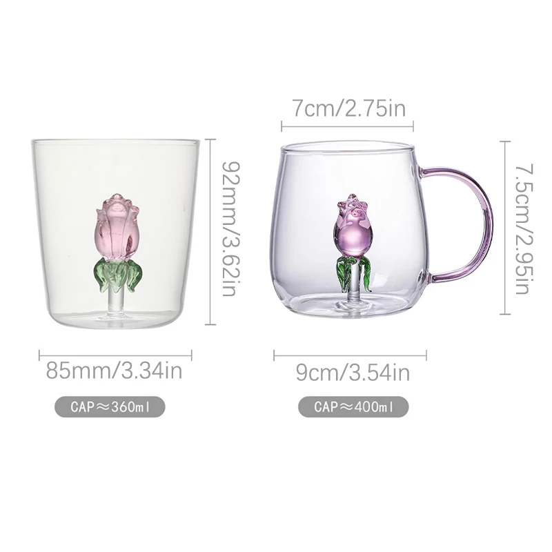 3D Creative Glass Mugs Transparent Mugs with Handle Coffee Cup Cute Water Bottles Heat Resistant Milk Coupe Best Festival Gifts