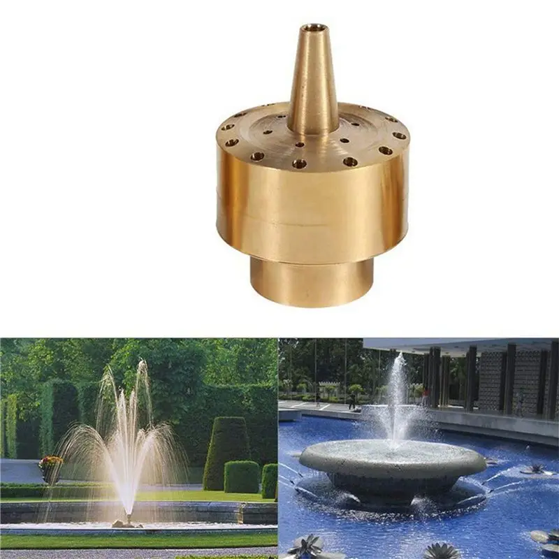 5X Fountain Nozzle Heads,Brass Column Multi Direction Jet Pond Fountain Water Spray Sprinkler Head Garden(3/4 Inch)-AT36