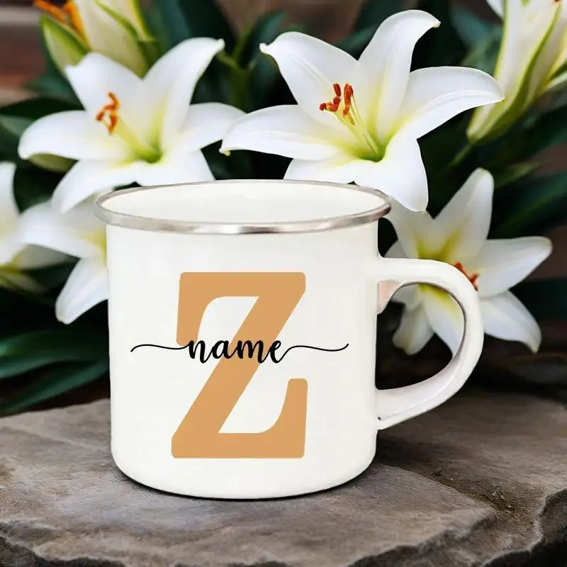 Custom Cup Customized Coffee Enamel Mugs Personalized Initial Name Mug Outdoor Cups Anniversary Couple Engagement Wedding Gifts