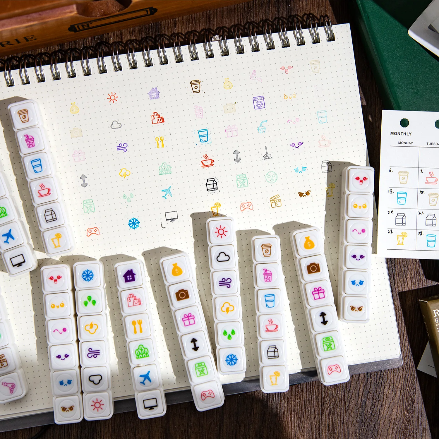 Kawaii Stamps Decorative Stamps for Scrapbooking Primary School Student Cartoon Mini Creative Press Seal Work Mood Weather Fruit