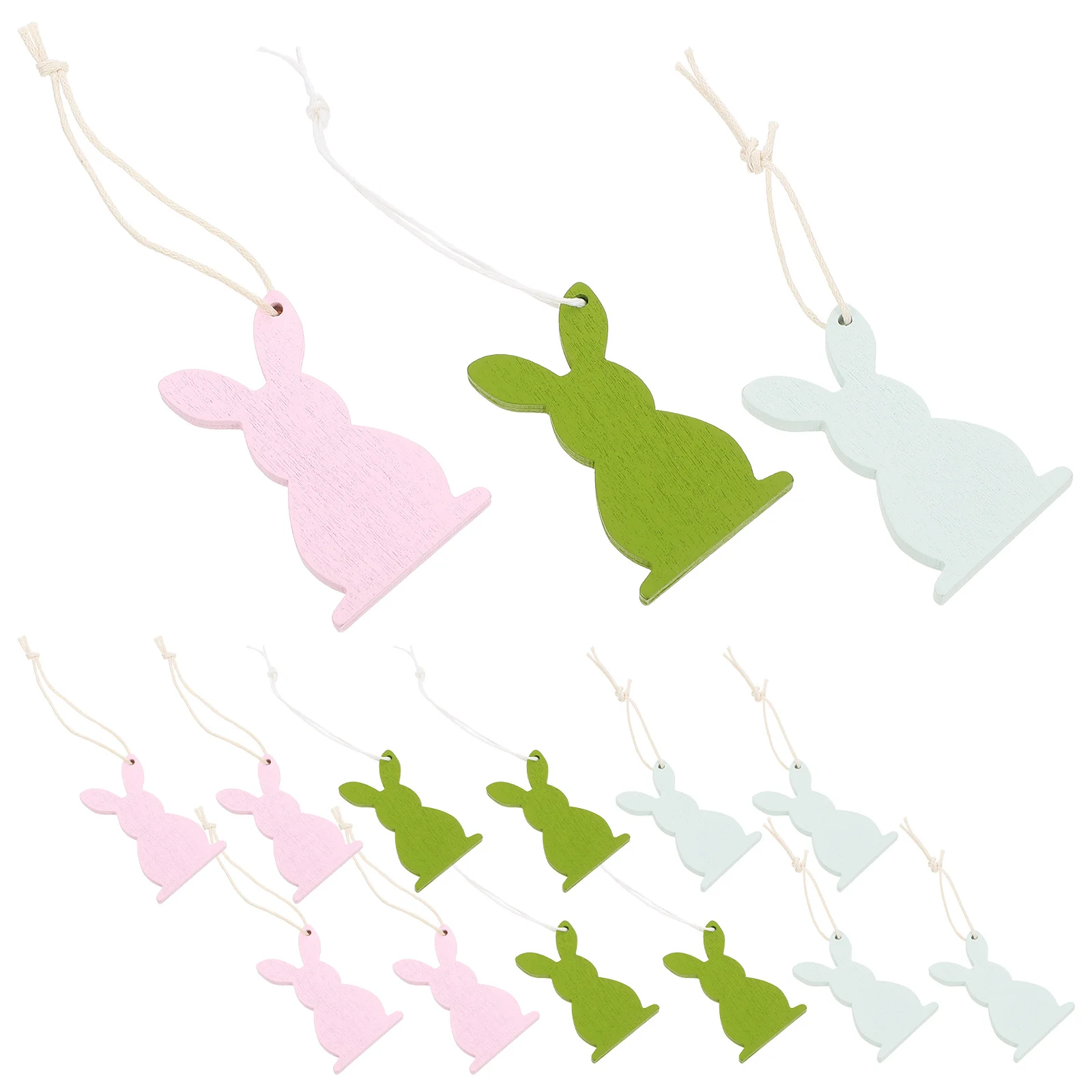 

18Pcs Wood Rabbit Pendant for Easter Holiday Decor DIY Wooden Hanging Ornament Craft Project Home Garden Porch Decoration