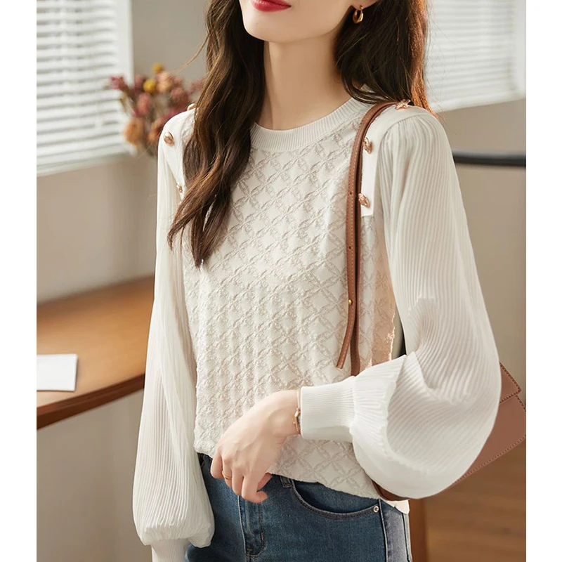 Autumn Winter Round Neck Jacquard Buttons Sweaters Female Loose Casual All-match Bottoming Knitted Top Women\'s Pullover Jumpers