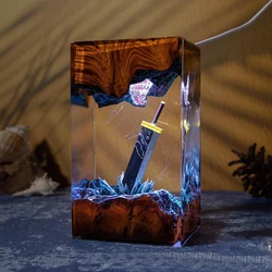 Sword Theme Landscape Organism Resin Light Creactive Art Decoration Table Lamp Magic Sword Colorful Night Light USB Charge