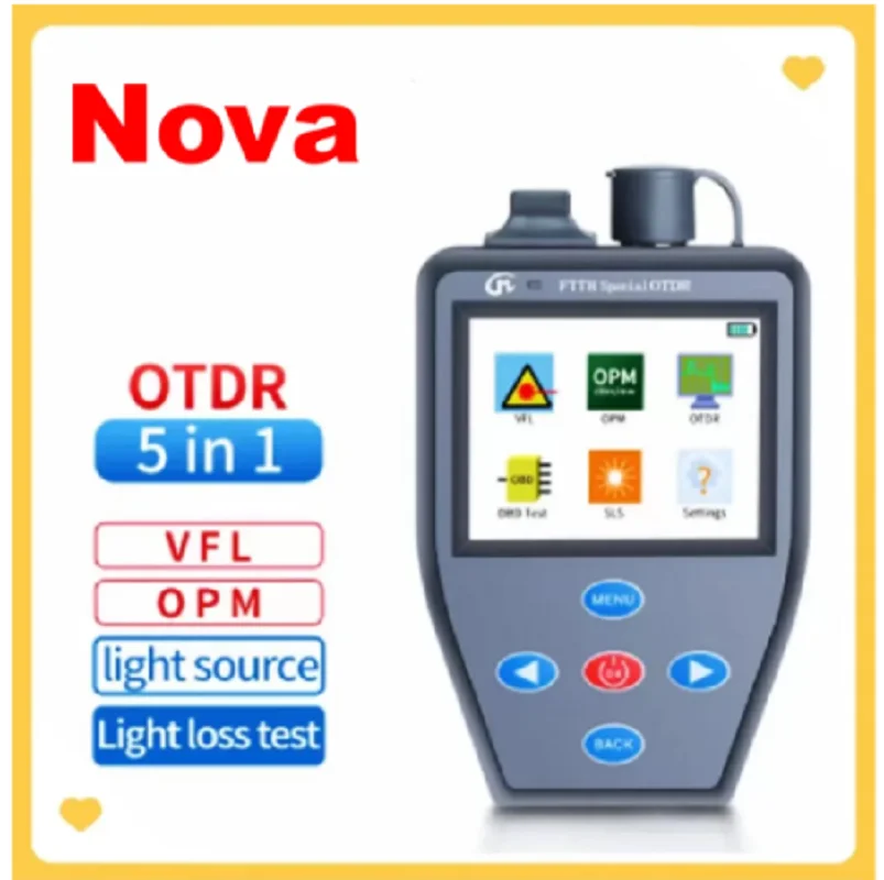 

Portuguese Active Fiber OTDR Handheld FTTH with Optical Power Meter, Stable Light Source, VFL Multifunction Fiber Optique Tester