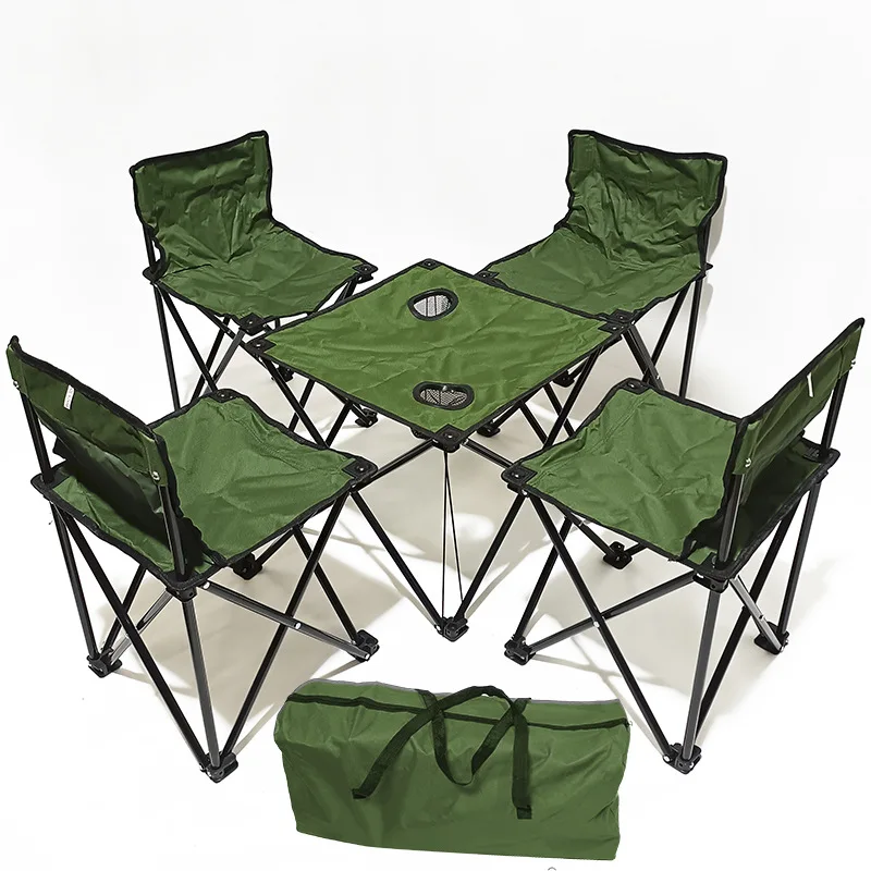 

Hot Selling Outdoor Camping Leisure Table And Chair Set Of Five Pieces For Picnic Beach Party Folding Table And Chair