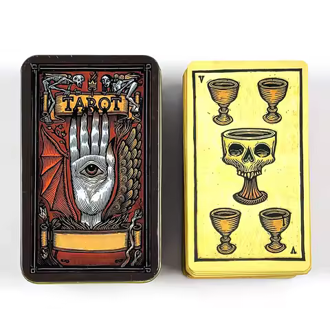 High-Quality Tin Metal Box Tarot Card 78 Cards Gilded Edge Guidebook Tarot Deck ，Meditation Divination Family Party Game