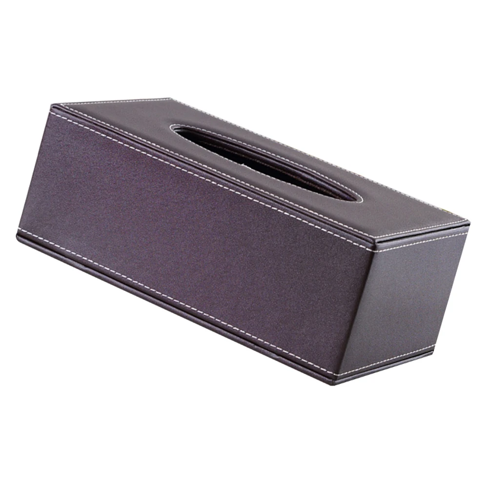 

Tissue Box PU Holder Coffee Color Napkin Storage Container Car Home Office Bedroom Living Room Retro Style Fits All
