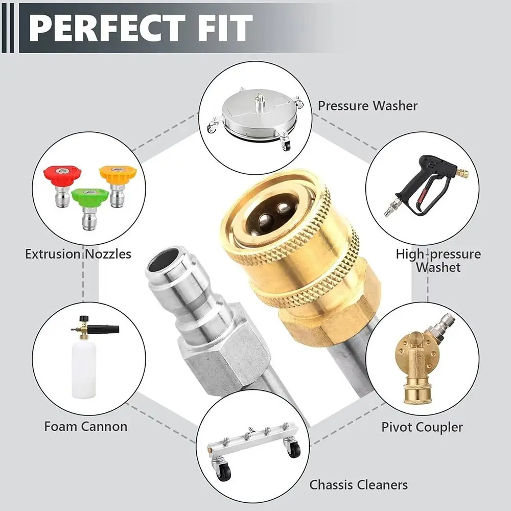 

1Pcs High Pressure Washer Extension Wand Straight With 1/4" Quick Connect Spray Lance Rod Stainless Steel 40cm