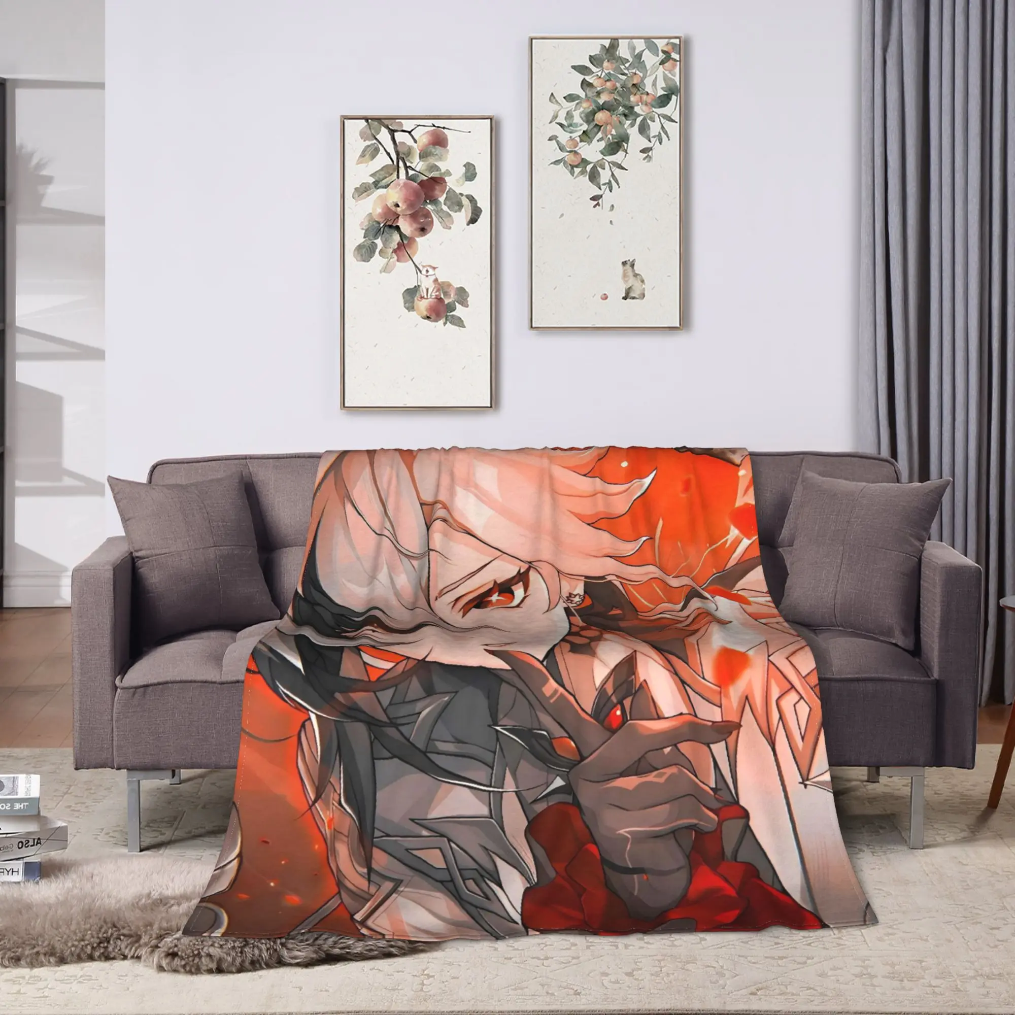 Anime game Genshin Impact  Flannel Blankets  Warm Soft Throw Blanket for Living Room Decorative Funny Bedspread Sofa Bed Cover