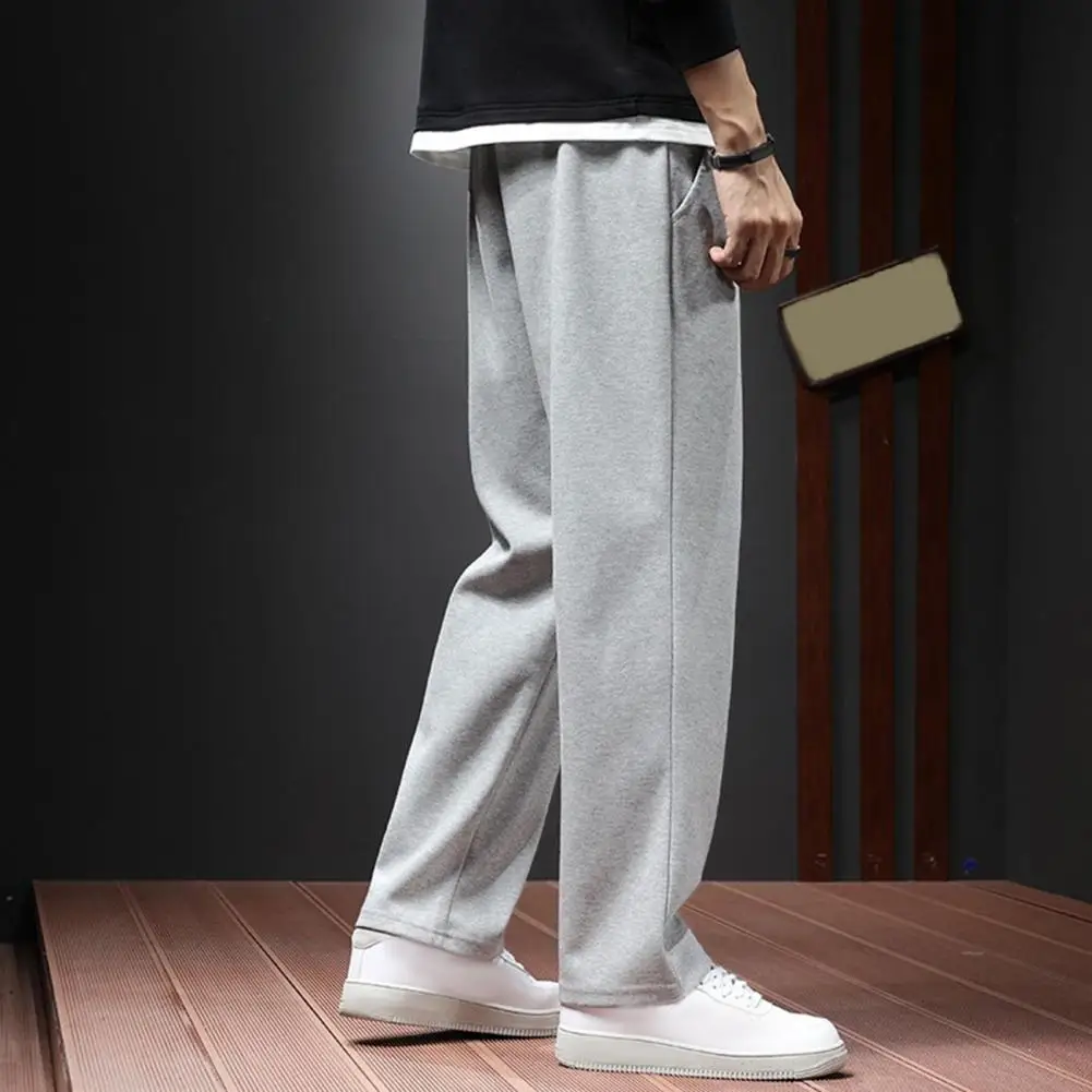 Men Travel Pants Fashionable Autumn Men's Jogger Pants Loose Wide Leg Sweatpants with Elastic Waist Drawstring Pockets Straight