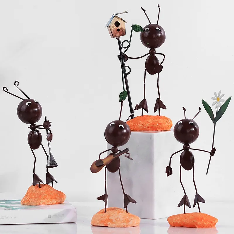 Cute Ants and Ladybugs Home Decorations, Iron Ornaments,Fairy Garden Miniatures,Animal Figurines,Kawaii Room Decor