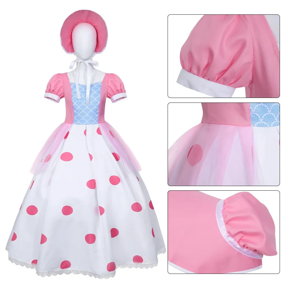 Anime Bo Peep Cosplay Costume Women Girls Dress Bopeep Costume Outfit With Hat Halloween Birthday Party Disguise Suit Kids Adult view 2