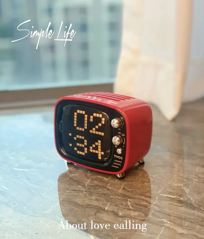 

Модная Беспроводная Bluetooth-Колонка TIVOO Pixel, Китайская Красная ретро-модель телевизора, настольный мини-динамик, будильник