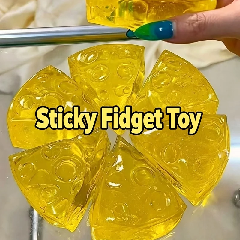 Mini Triangle Cheese Fidget Toy Transparent Crystal Jelly Squishy Moldable Soft Stress Relief Squeeze Toy Home Decor for Adults