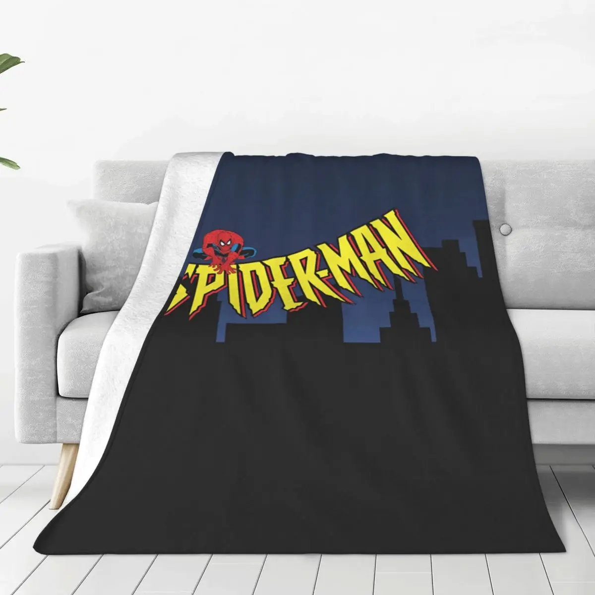 Soft Warm Blanket Girls Boys Spider Man 90's Animated Series Title Screen Throw Blanket Flannel Bedspread Fluffy Sofa Bed Cover