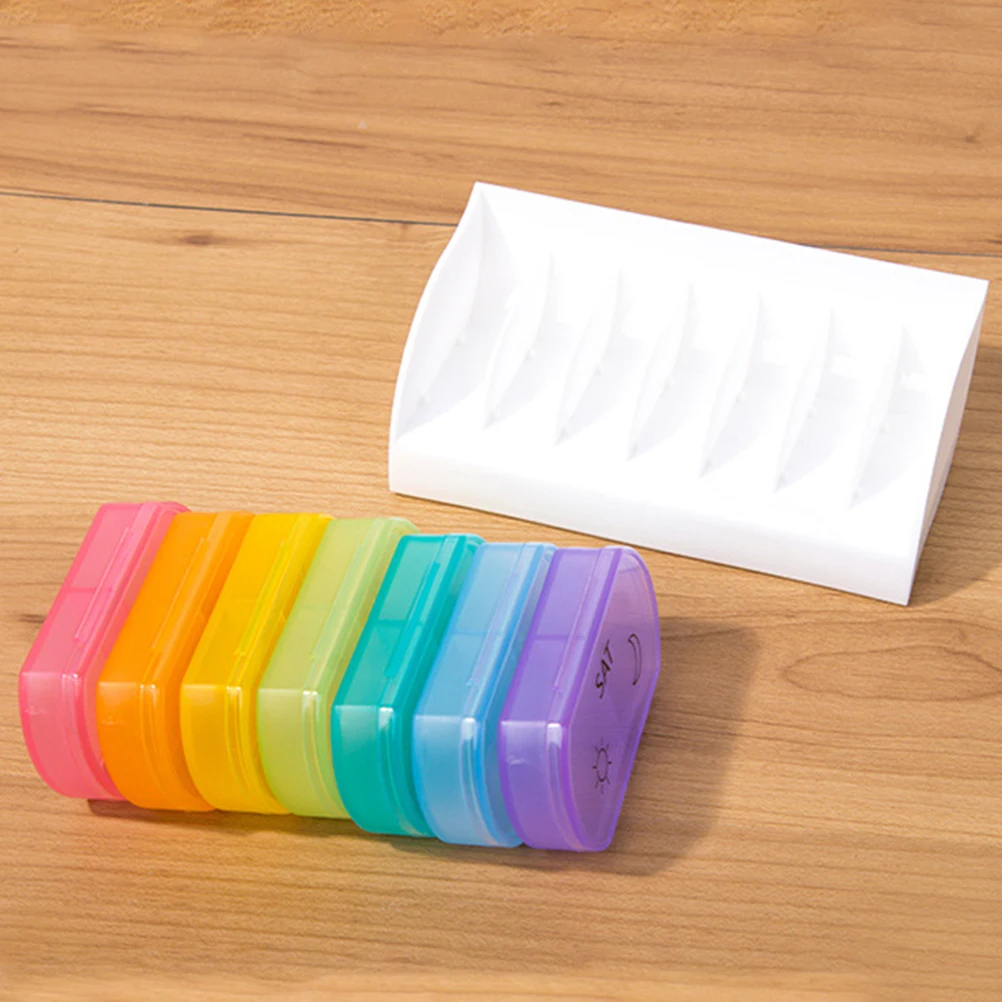 

7 Pcs Mini Travel Pill Box Colorful Organizer Container Small Portable Case Pp Material