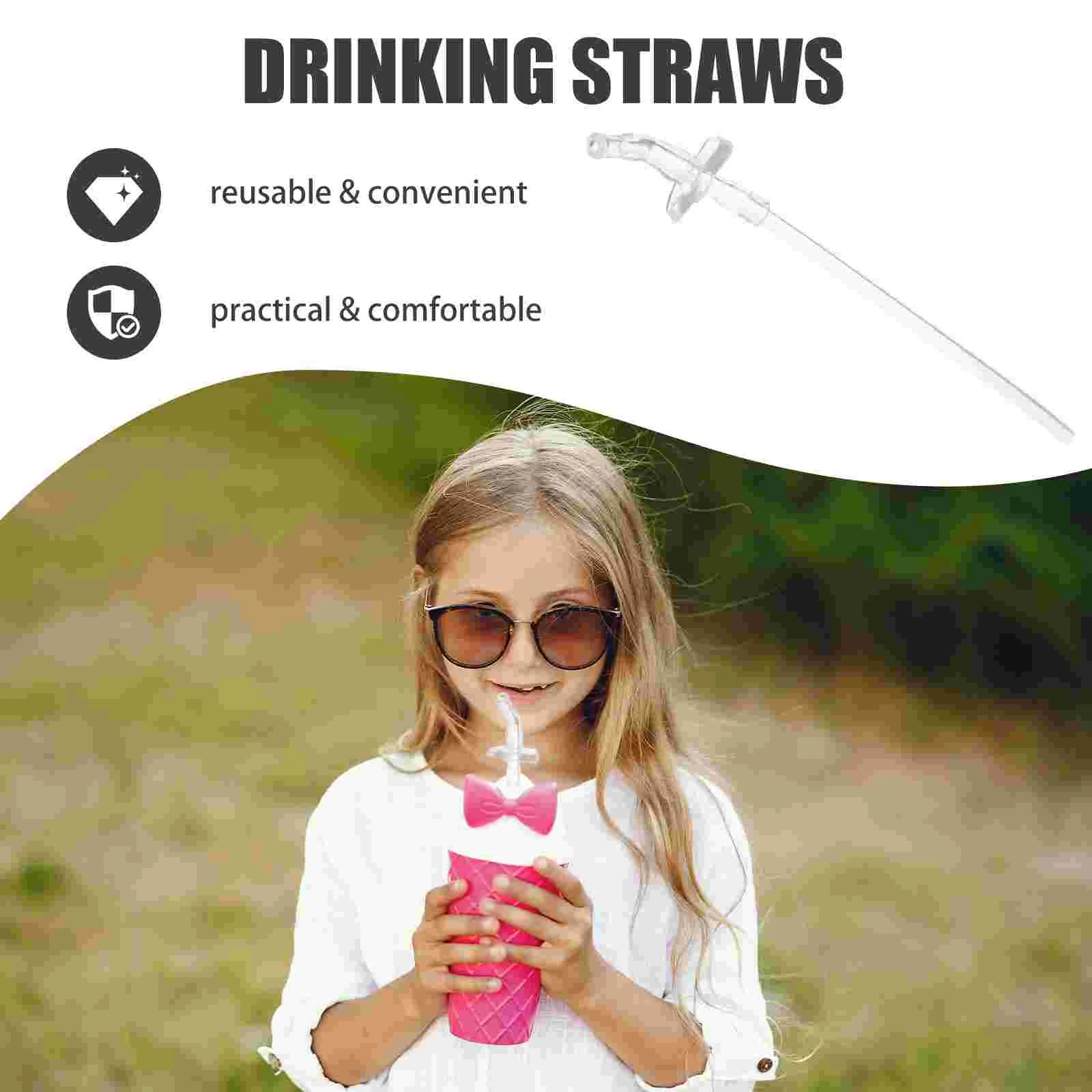 5 Sets Silicone Straw Water Bottles for Kids Reusable Straws Smoothie Liquid Convenient Baby Dishwasher Safe