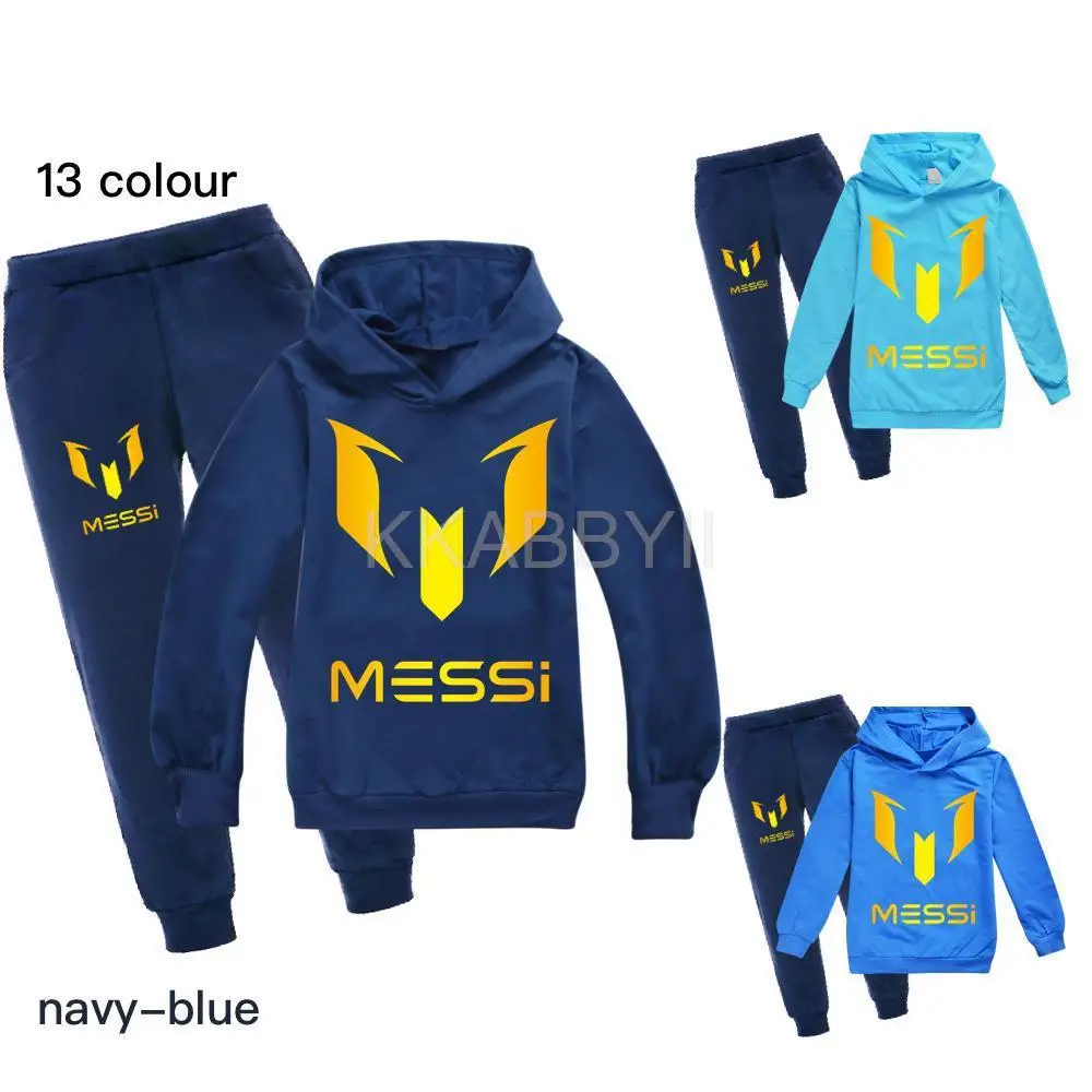 Messi Tops+Pants 2Pcs Set Girl Boys 2-15Y Children Cartoon Anime Suit Autumn Spring Clothes Kids Baby Tracksuits