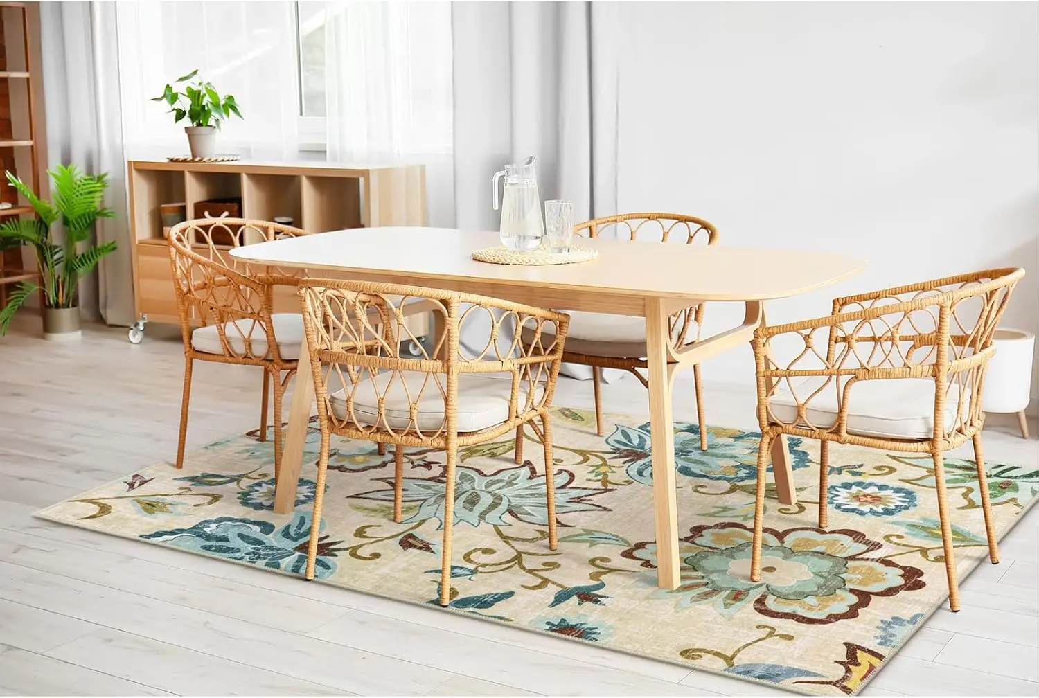 

Коврики для гостиной Beeiva с цветочным принтом, Нескользящий винтажный моющийся бежевый ковер 5X7 для гостиной, ковер для спальни с узором пейсли и резиной