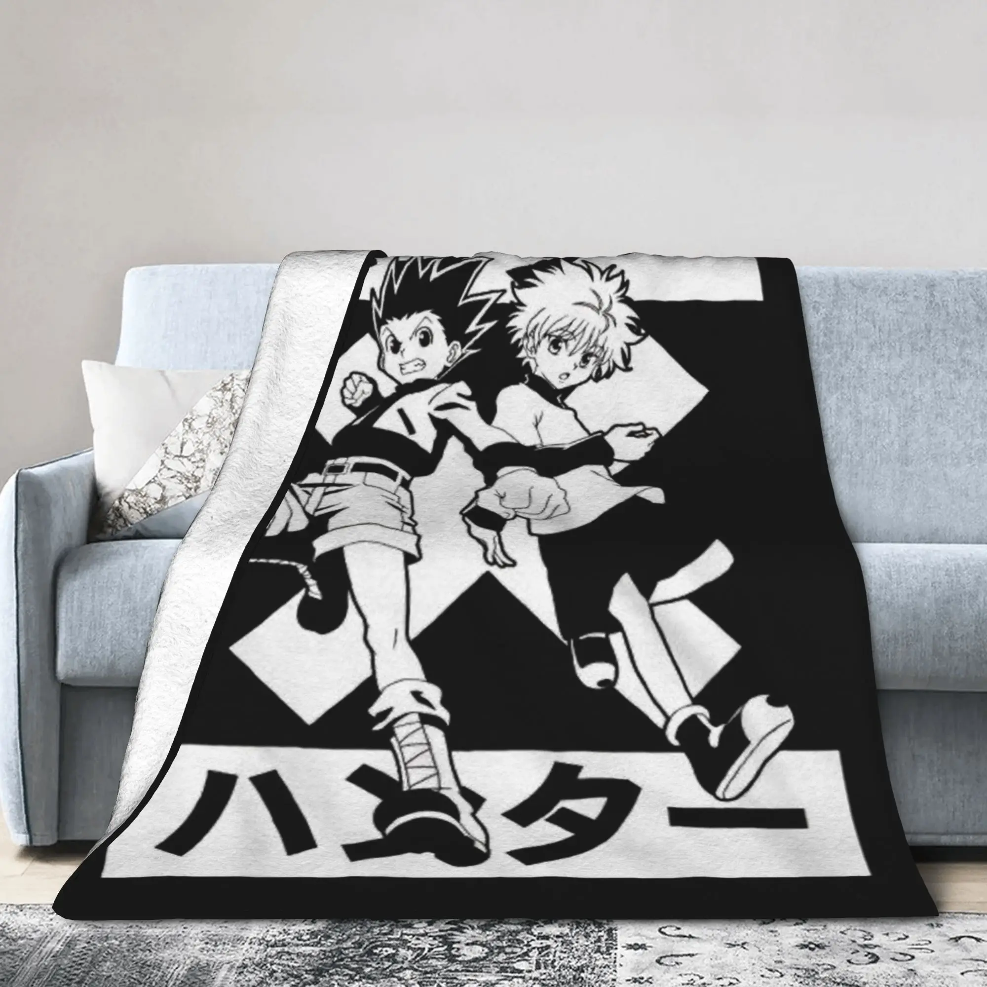 Gon Killua Anime Plush Blankets Child My Hero Academia Flannel Throw Blanket For Couch Bed Super Warm Bedspread Birthday Gift