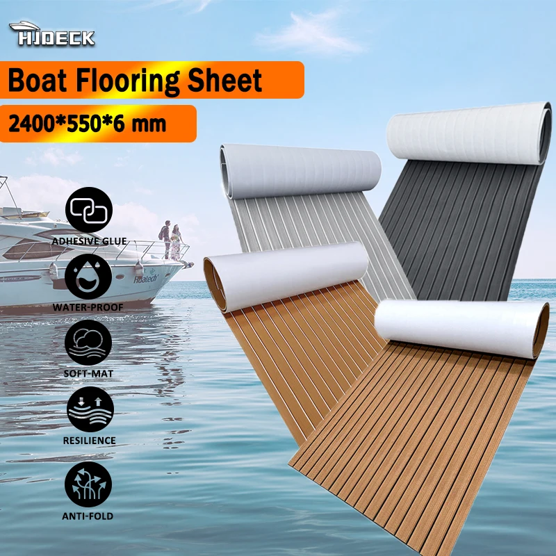 

Eva Foam Waterproof Boat Flooring Faux Teak Carpet Blanket Brown Deck Sheet Yacht Flooring Anti Skid Damping Pads 2400x550x6mm