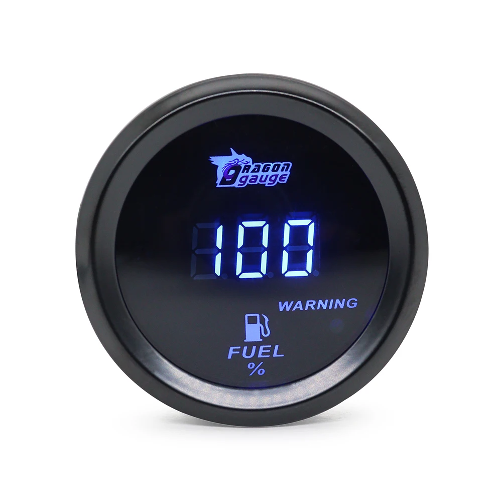 Universal 2inch 52MM Digital Fuel Level Gauge 240~33 Ohms Blue Led/Red Led With Fuel Sensor For 12V Car