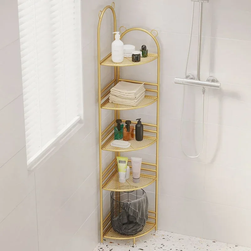 

Bear Design Bathroom Storage - Iron Triangle Holders, Towels Clothes Rack, Floor Type Corner Shelf, Multi-Layer Design