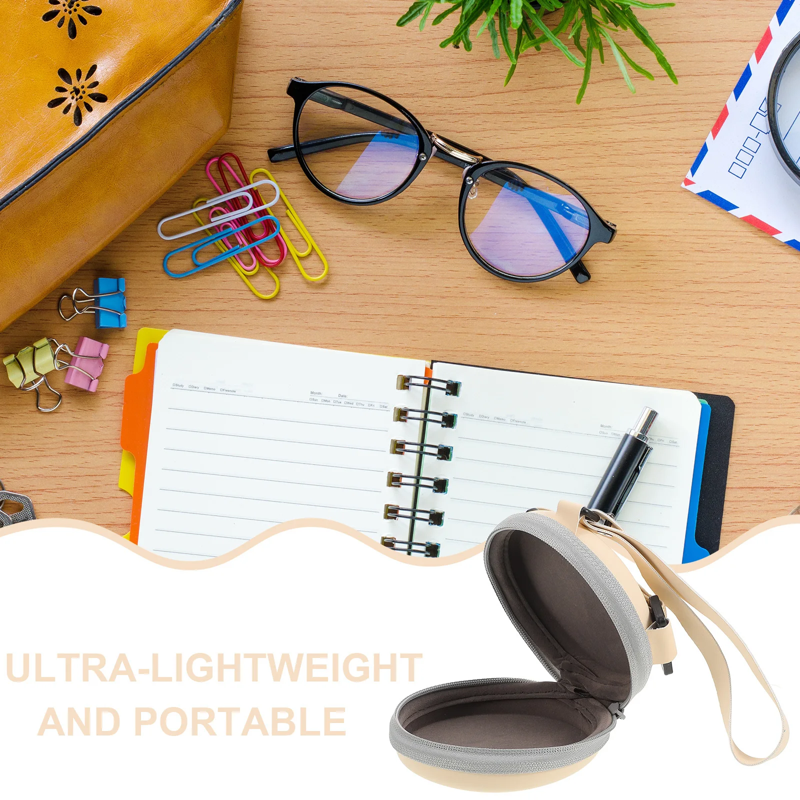 

Round Sunglass Case Foldable Lightweight Hard Protective Glasses Box Portable Eyeglass Organizer Hanging Rope Design Outdoor
