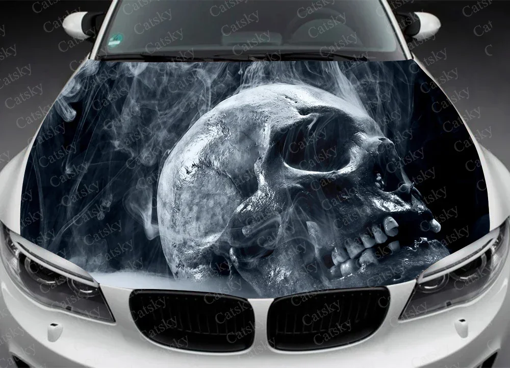 Dark Skull Car Hood Decal, Sticker, Graphic, Wrap Decal, Truck Decal,Truck Graphic, Abstract Cool Bonnet Decal image 2