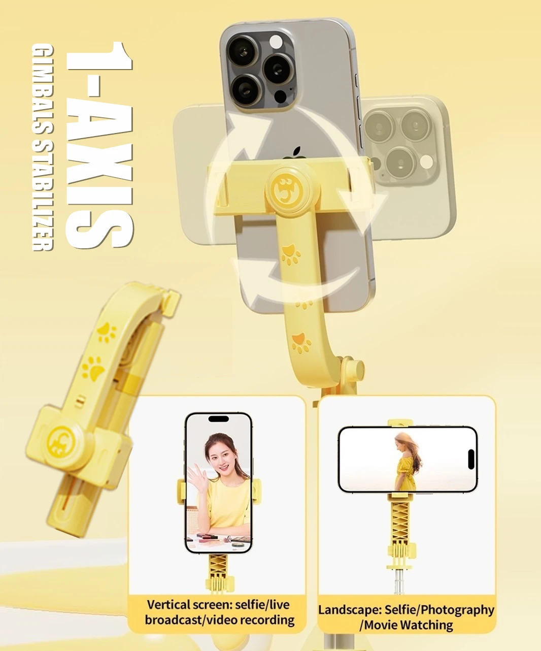 

Anti Shake Gimbal Stabilizer Remote Control Selfie Stick Foldable Wireless Tripod with Bluetooth Shutter for Mobile Phone Tiktok