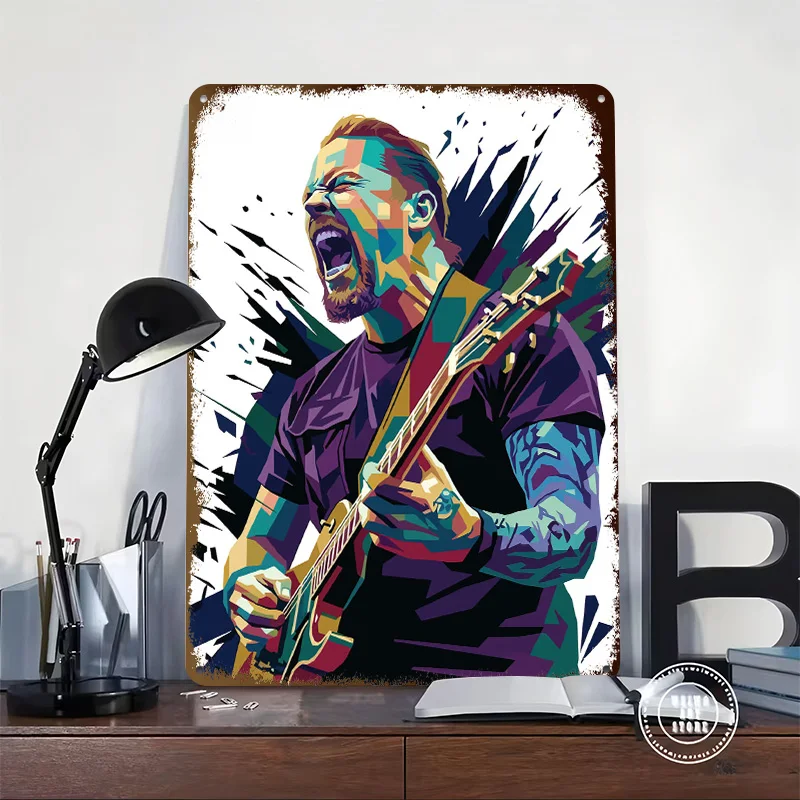 James Hetfield Rocking Out Metal Poster Perfect Gift for Fans Lovers Personalized Wall Art Metal Sign for Room Decoration Cozy