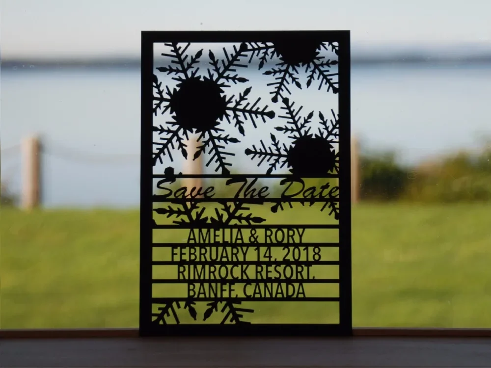 

Customized laser cut SNOWFLAKE save the date laser cutting wedding save the date cards and invitation cards