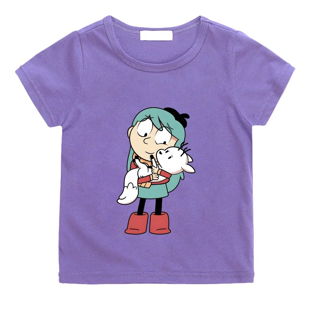 Hilda and her pet Zhizhi 100%CottonT-shirts High Quality styleShort Sleeve BoysGirls Children T Shirt Graphic Printing Camisetas