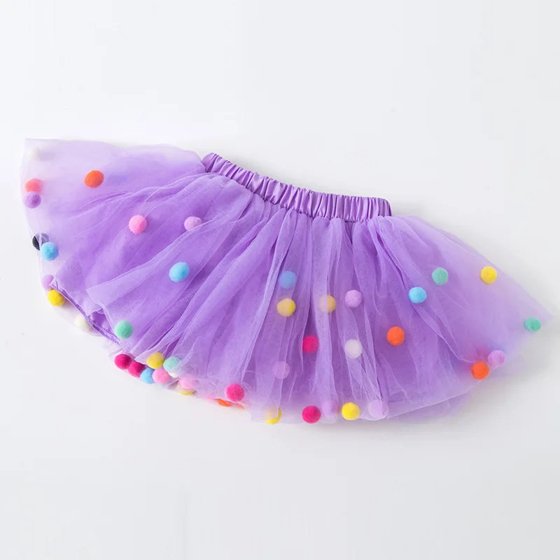 Dance Balls Kid Girls Tutu Skirt Pompon Soft Mesh Lace Children Skirts Ins Style Baby Tutu Pettiskirt Wild Bottoming Princess