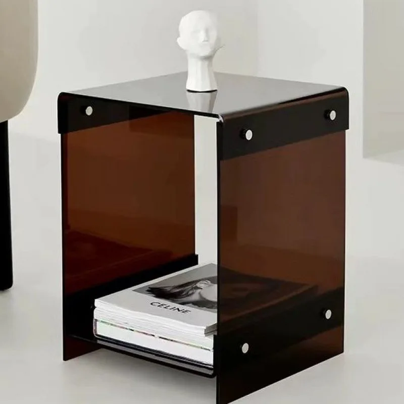 Acrylic transparent edge few Internet celebrities simple bedroom bedside table Nordic coffee table sofa few ins light luxury she image 3