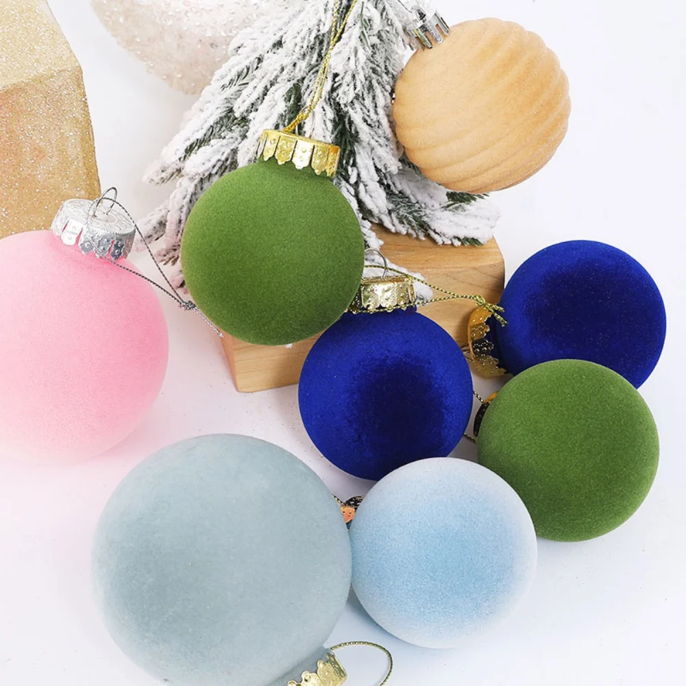 

12pcs 6cm Velvet Christmas Balls Bulk Flocked Christmas Tree Ball Ornaments Plastic Balls Xmas Tree Decorative Hanging Ornaments