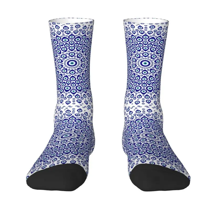 Nazar Turkish Eye Circular Ornament Dress Socks Mens Womens Warm Fashion Novelty Amulet Boho Hamsa Crew Socks