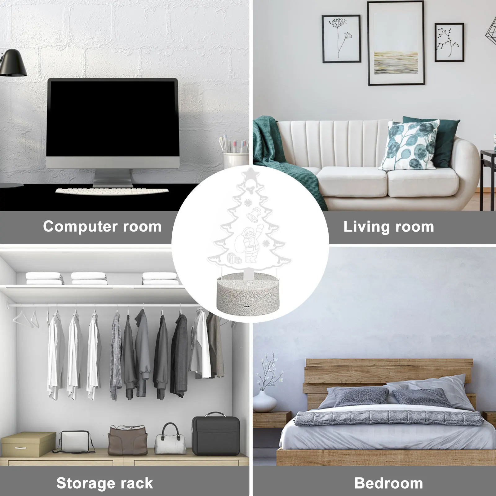 1 قطعة عيد الميلاد LED ضوء الليل أباجورة لا نفاذية عالية الاكريليك ضوء الزخرفية لشجرة بار نادي الفندق