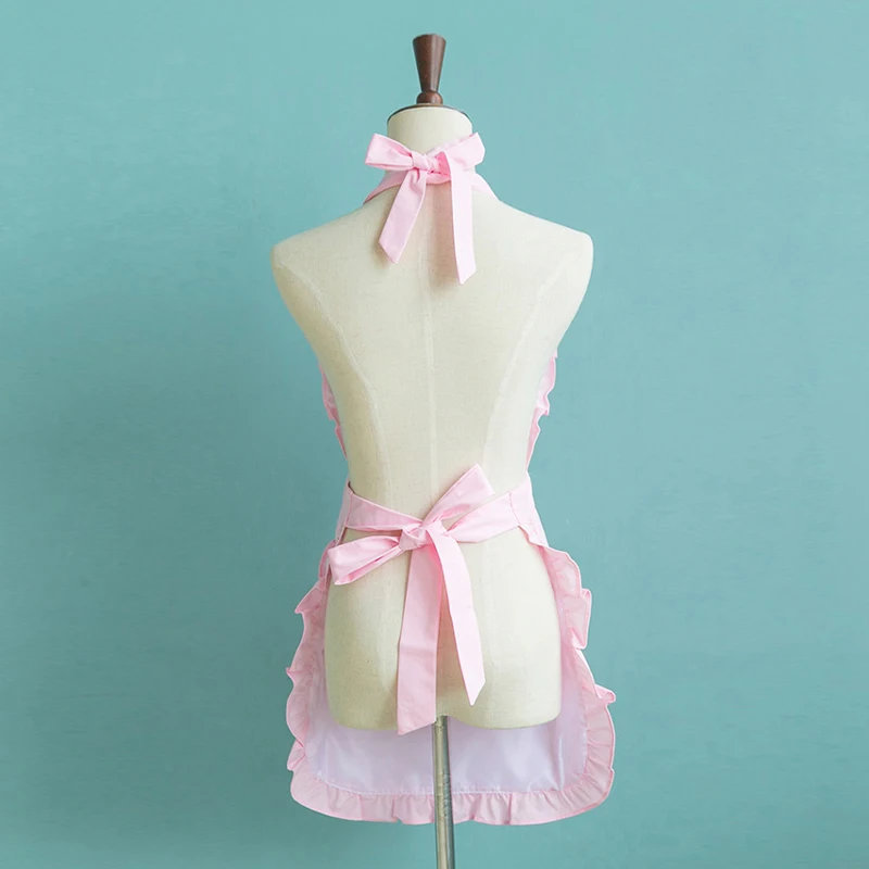 1pc Lovely Heart & Bowknot Pink Princess Apron Girl Nail Salon Anti-Fouling Home Kitchen Anti-Oil Protection Work Clothes