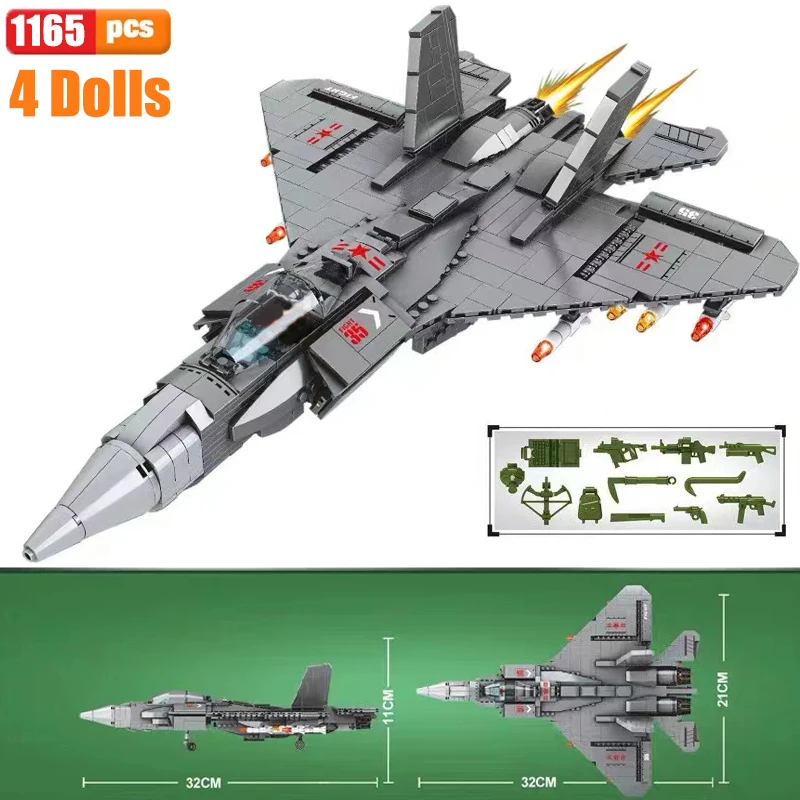 

Military J-35 Fighter Building Block Airplane Warplane Sets Aircraft Models Bricks WW2 Soildiers Weapon Toys For Boys Gift MOC